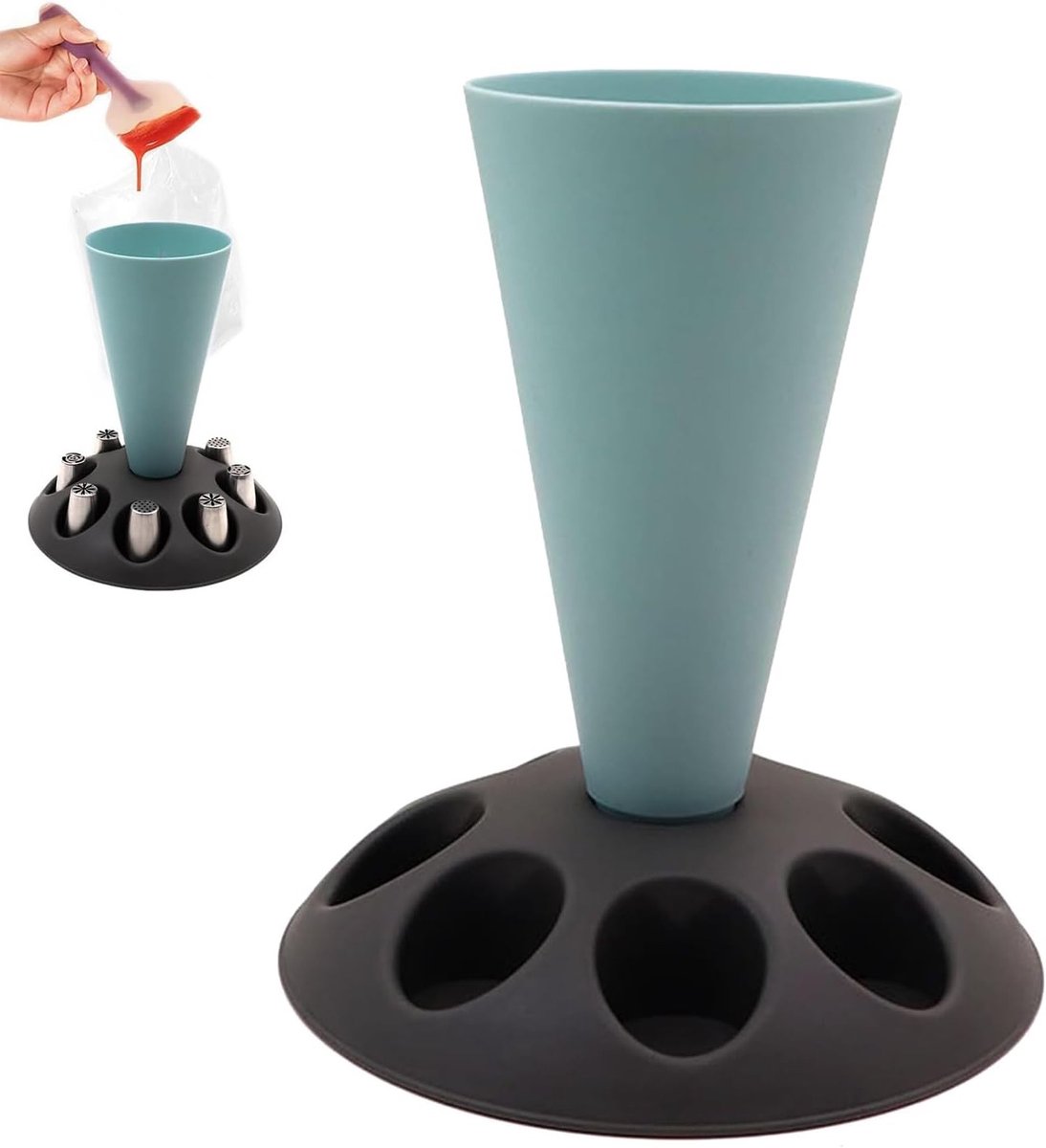 Spray Bag Houder met 8 Slots - Plastic Spray Bag Standaard, Nozzle Houder en Opslagrek voor Spuitzakken en Taartdecoratie Accessoires