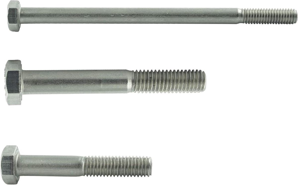 Zeskantschroeven met schacht - Machinebouten RVS - Metaalverbindingen Maken - Volledig Draad met Schacht - M12 x 90 mm - Zilverkleurig