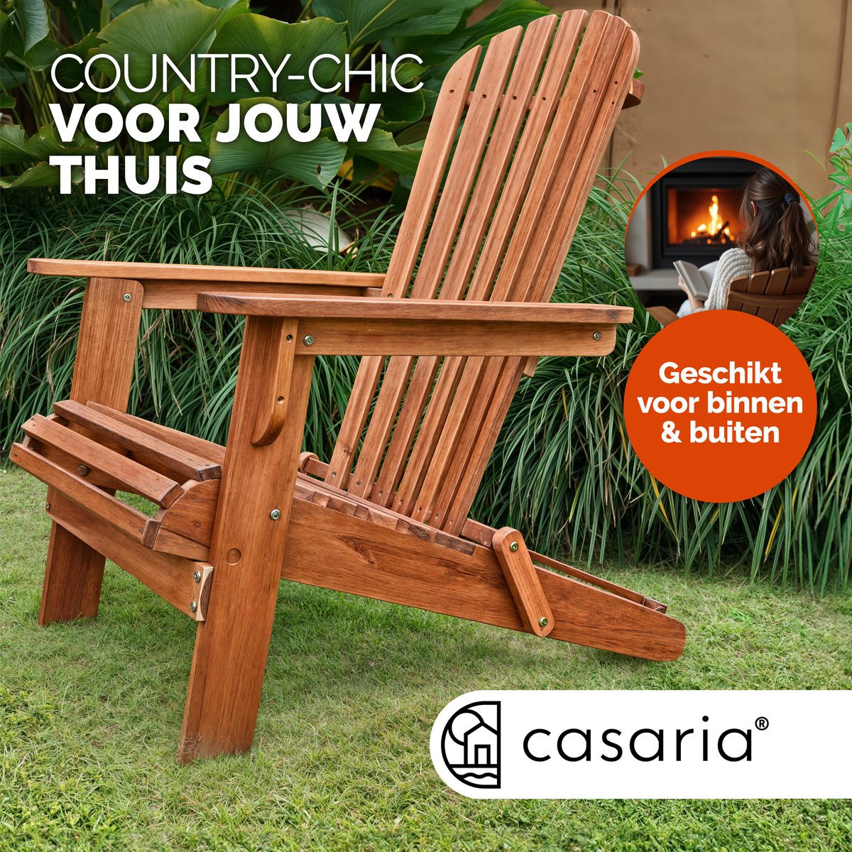 Casaria Adirondack Tuinstoel 2 Stuks - Acacia Hout - Inklapbaar thumbnail 5