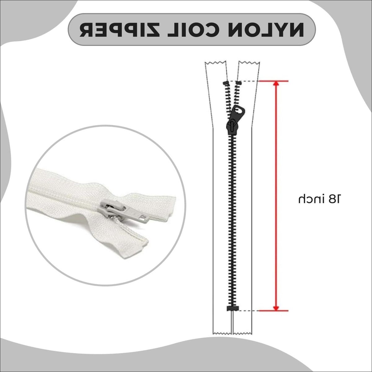 Nylon Rits - Naairits Kleding - Kleding Maken - Automatische Vergrendeling - 45 cm - Wit