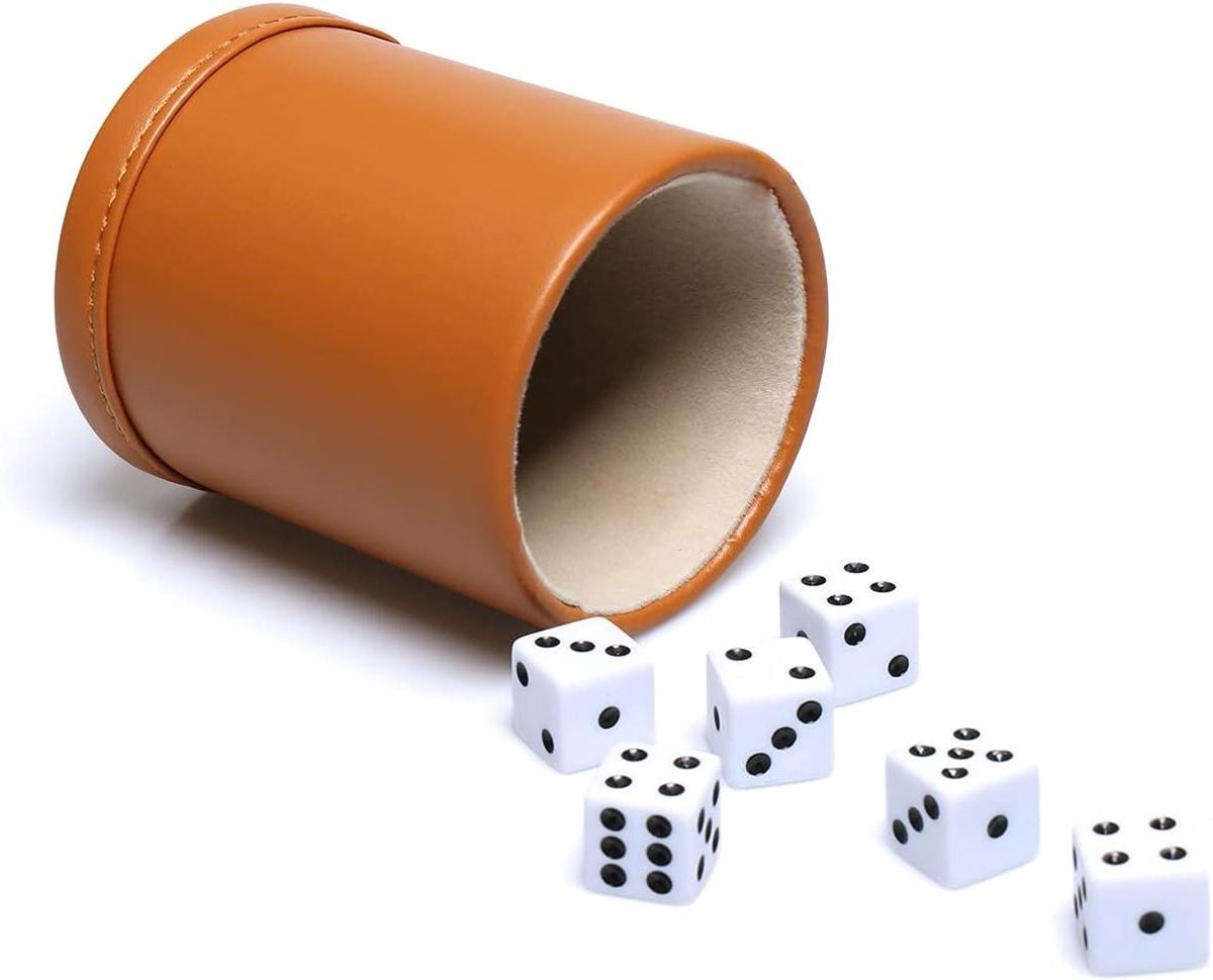 Dobbelbeker Set - Dobbelstenen Beker - Spelavonden Thuis - Gevoerde Beker - 3.5 Inch Diep - Camel