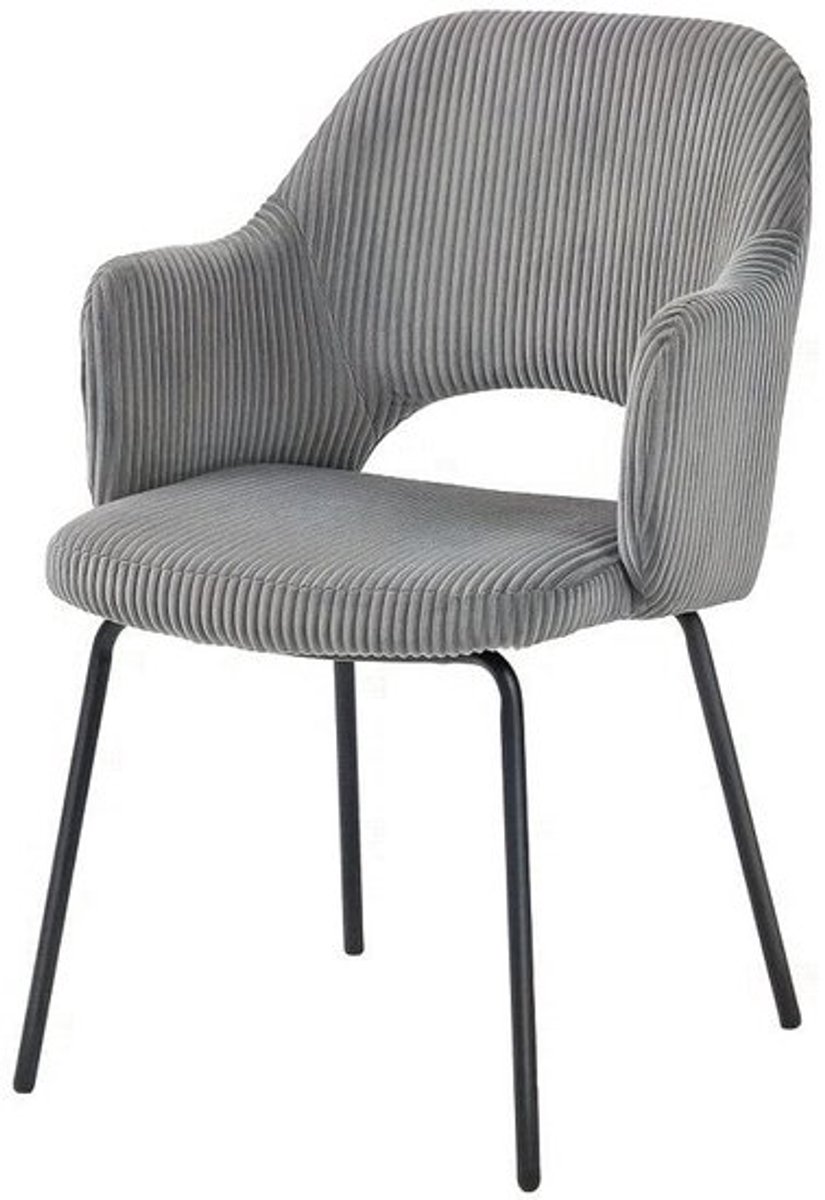 Eetstoel – Eetkamerstoel – Stoel – Kuipstoel – Stoeltje – Modern Design – Grijze Corduroy