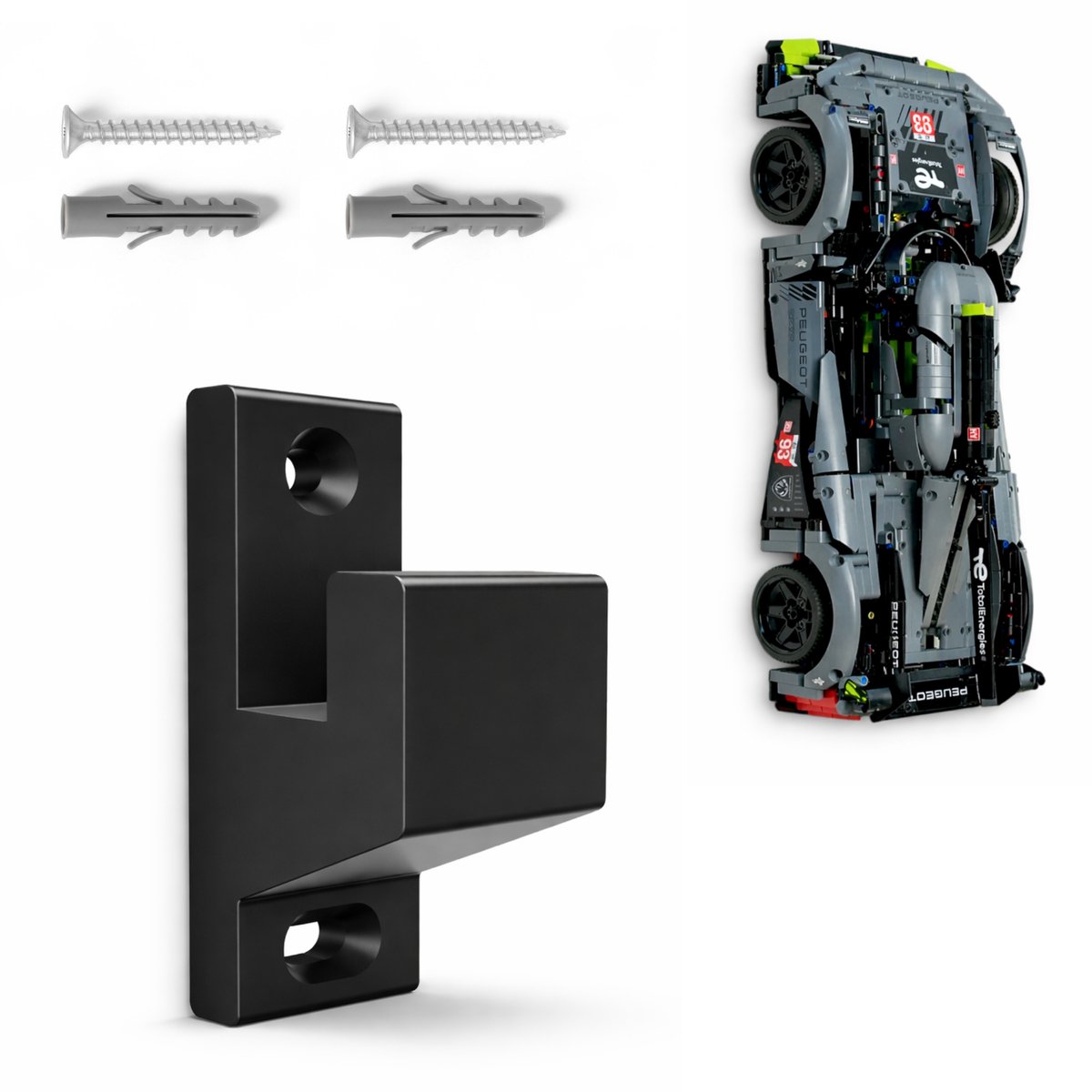 YUOM. Muurbeugel geschikt voor LEGO Technic 42156 24H Peugeot 9X8 – Wandhouder - Incl. Schroeven & Pluggen
