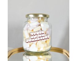 Gepersonaliseerd Cadeau Trots Op Jou - Snoeppot met Eigen Naam - Geslaagd Cadeau - Rijbewijs Gehaald Cadeau - Cadeau Zwemdiploma - Glazen Snoeppot met Hartjes 200 gram