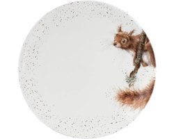 Dinerbord Eekhoorn - Bord Natuur Borden Set - Keukeninrichting - Artistieke Illustraties - 26.5 cm - Wit