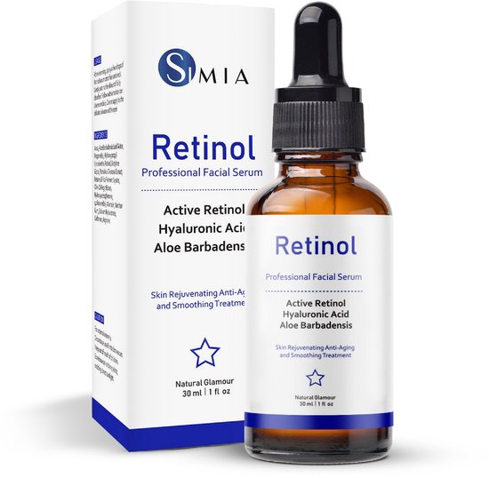 Simia™ Advanced Active Retinol Serum – Met Hyaluronzuur & Aloë Vera – Gezichtsserum – Collageen – Anti Aging – Celvernieuwing – Anti-Acne – Tegen Mee-eters en Grove Poriën – Tegen Pigmentvlekken – 30ml