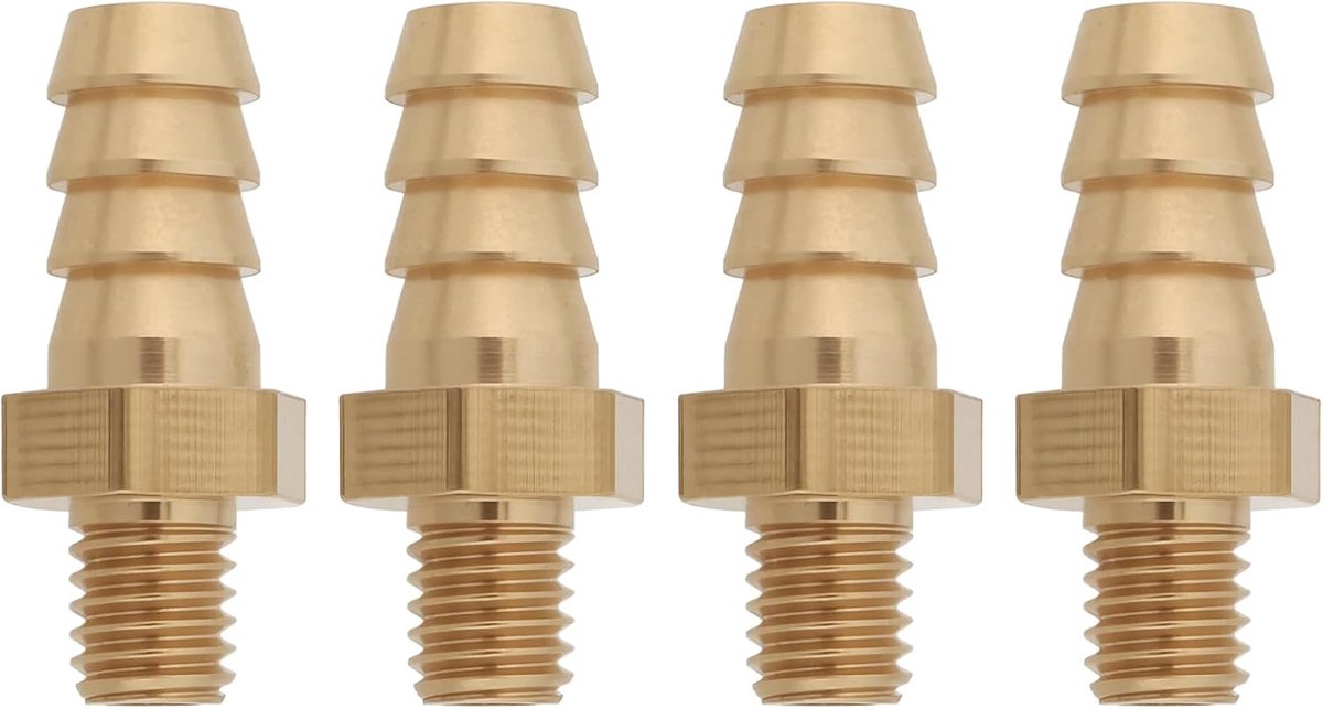4pcs M5x0.8 6mm Messing Barb Tuinslang Aansluiting - Vijver - Zwembad - Slang Pijp