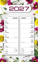 MGPcards - Omlegweek kalender 2027 - Week begint op maandag - Omslag kalender - 21 x 34 cm - Bloemen - Wit