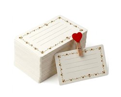 Wit beige uitnodigingen kaarten met bloemen rand en lijnen - kleine blanco kaarten set 20 stuks voor bruiloft verjaardag jubileum - minimalistische wenskaarten bericht kaarten visitekaarten 5.7 x 9 cm