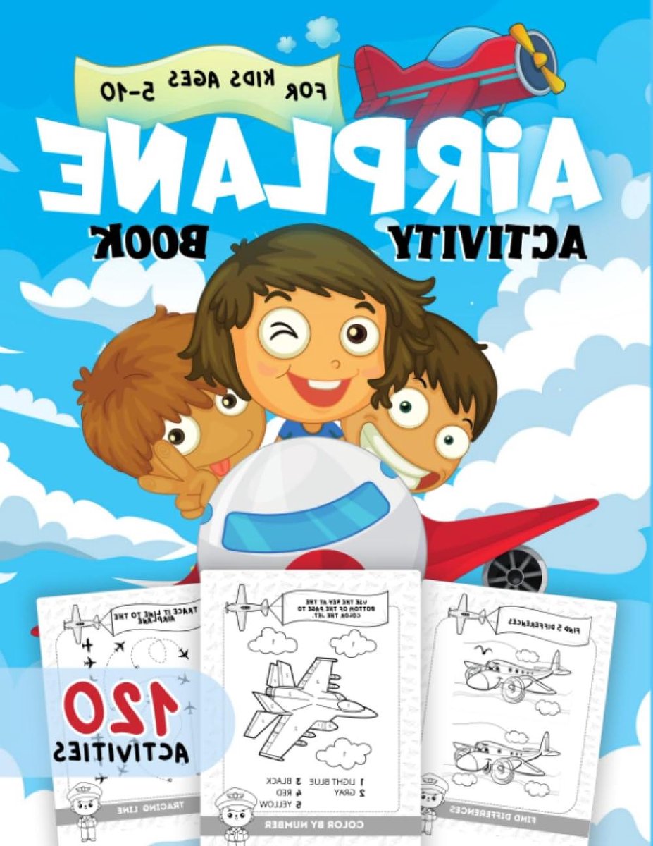 Kinder Vliegtuig Activiteitenboek - Reisboek Kinderen - Kind Bezighouden - 120 Diverse Puzzels - 28 cm breed - Niet gespecificeerd