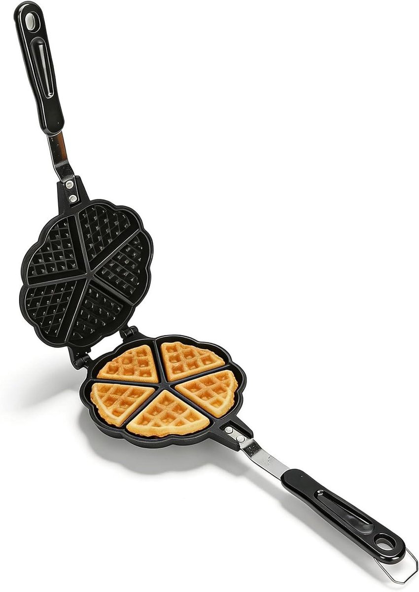 Wafelijzerpan - Mini Wafelmaker - Ontbijt Bakken - Anti-aanbak - 15 x 37cm - Zwart