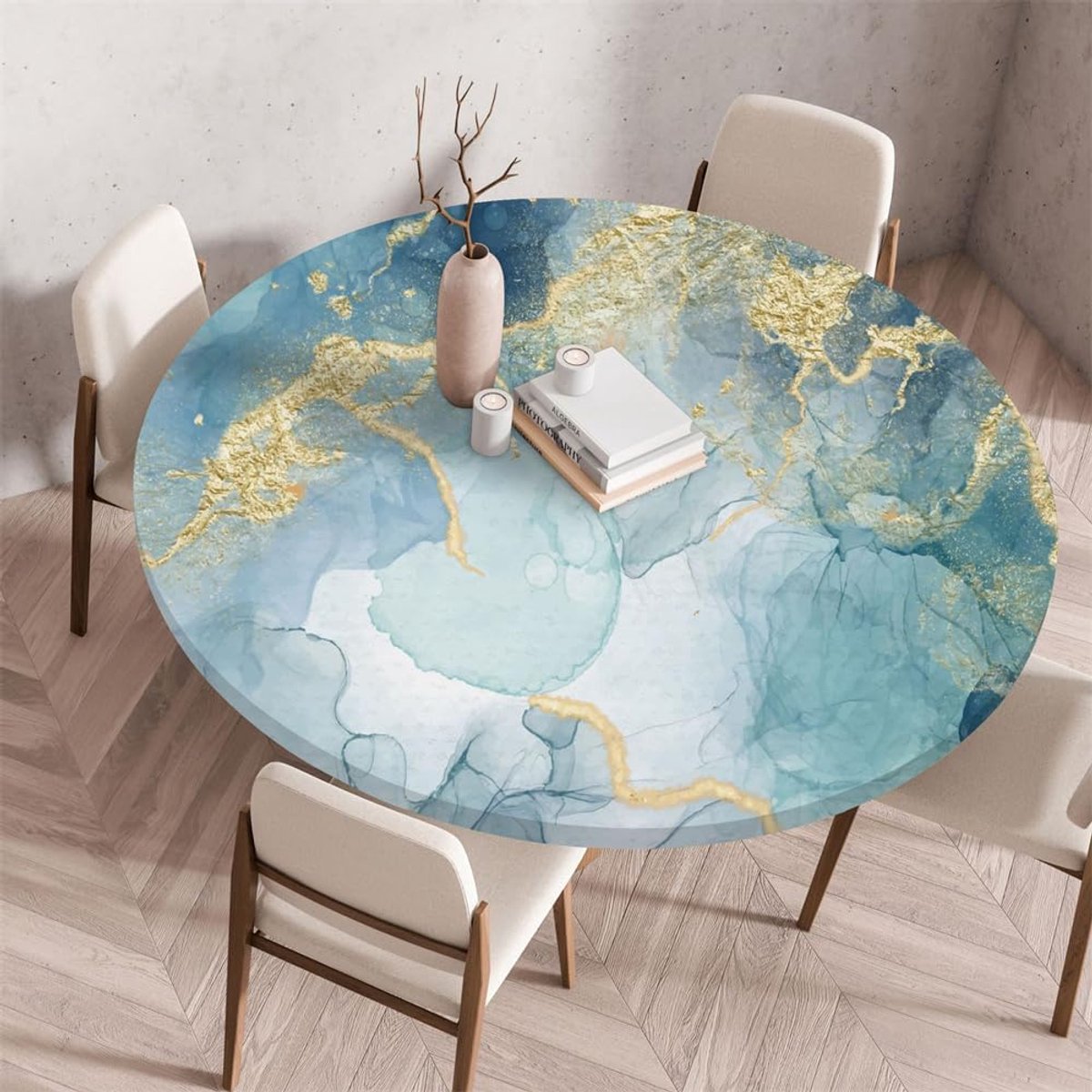 Rond Tafelkleed - Afwasbaar Kleed - Beschermen Tafel - Elastische Rand - 120 cm - Zwart