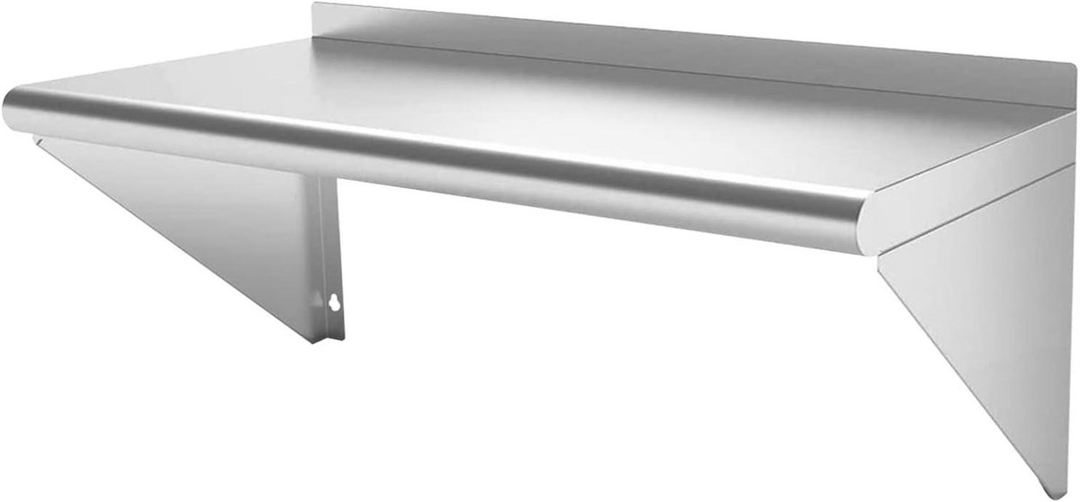 Wandrek RVS - Keukenrek Plank - Opslag Keuken - NSF Gecertificeerd - 30 x 90 cm - Zilver