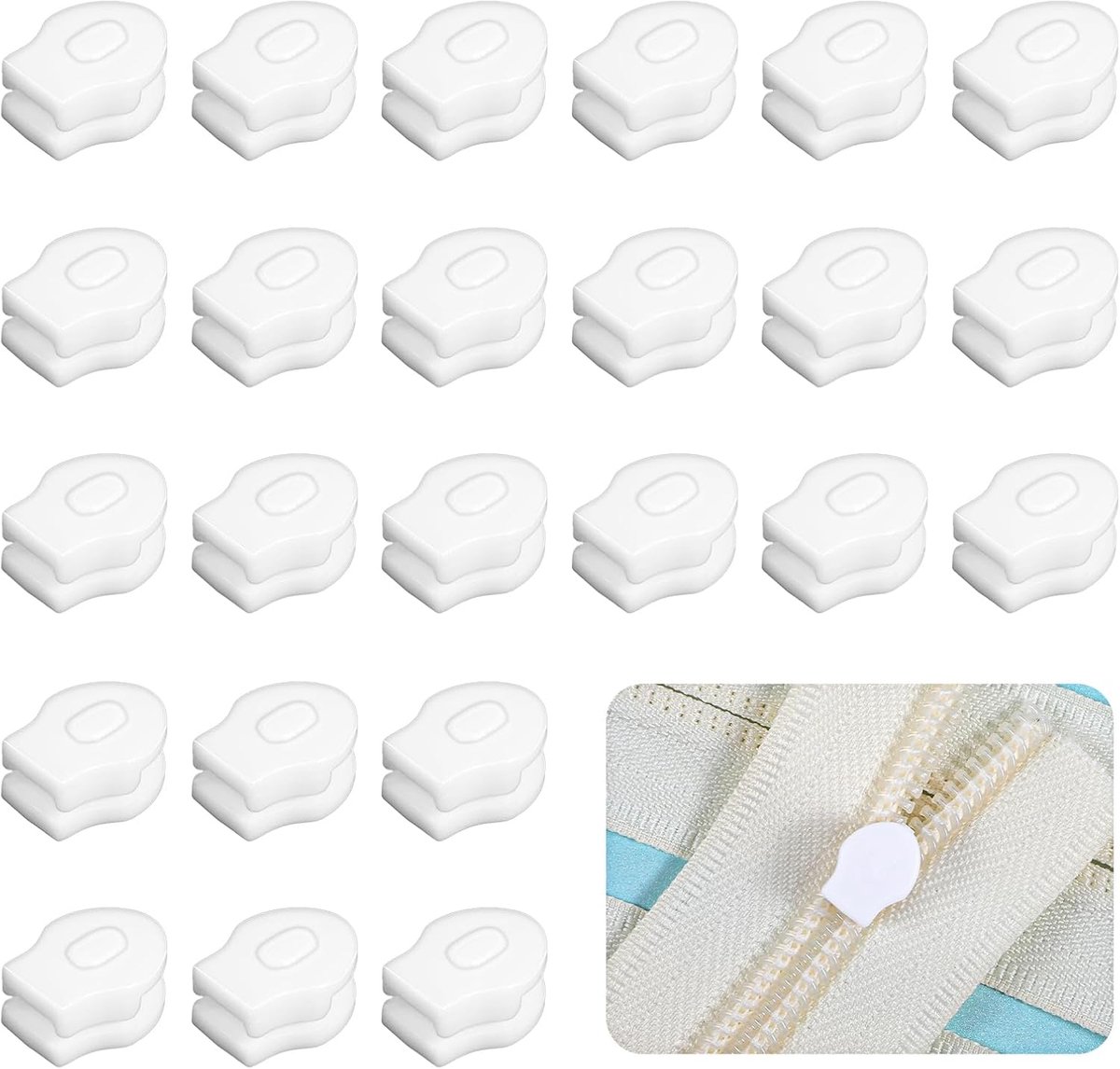 24pcs Zipper Plastic Sliders voor Bedding - Zipper Zonder Handle Plate Vervanging voor Duvet Cover en Pillowcase