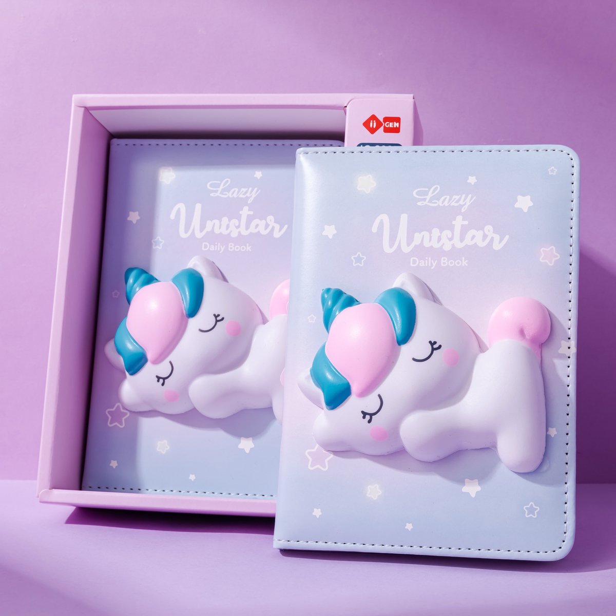 Lazy Stars - Mini notitieboekje - Squishy eenhoorn - 1 stuk - 96 vellen
