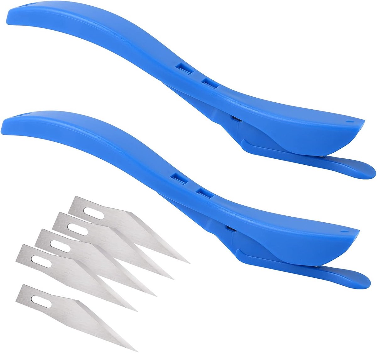 Gift Paper Cutter met 5 Spare Blades - Veiligheidsmes - Papercutting Mes - Voor Papier - Foil Wrapping - Blauw - Verpakking van 2