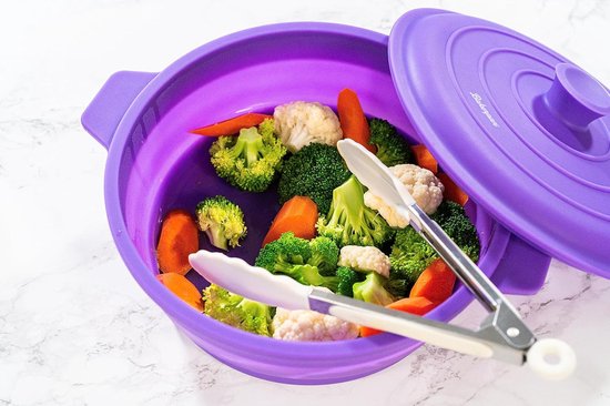Siliconen Bakerpan - Opvouwbare Pan Stoomkoker - Koken en Opwarmen - Ruimtebesparend Ontwerp - 19 Liter - Paars — afbeelding 3