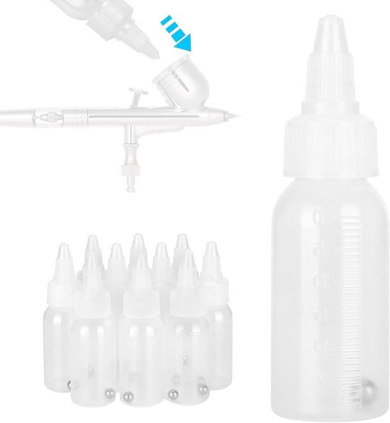 Lege Airbrush Flessen, Set van 10, 30ml Verfopslag Flessen met Schaal ...