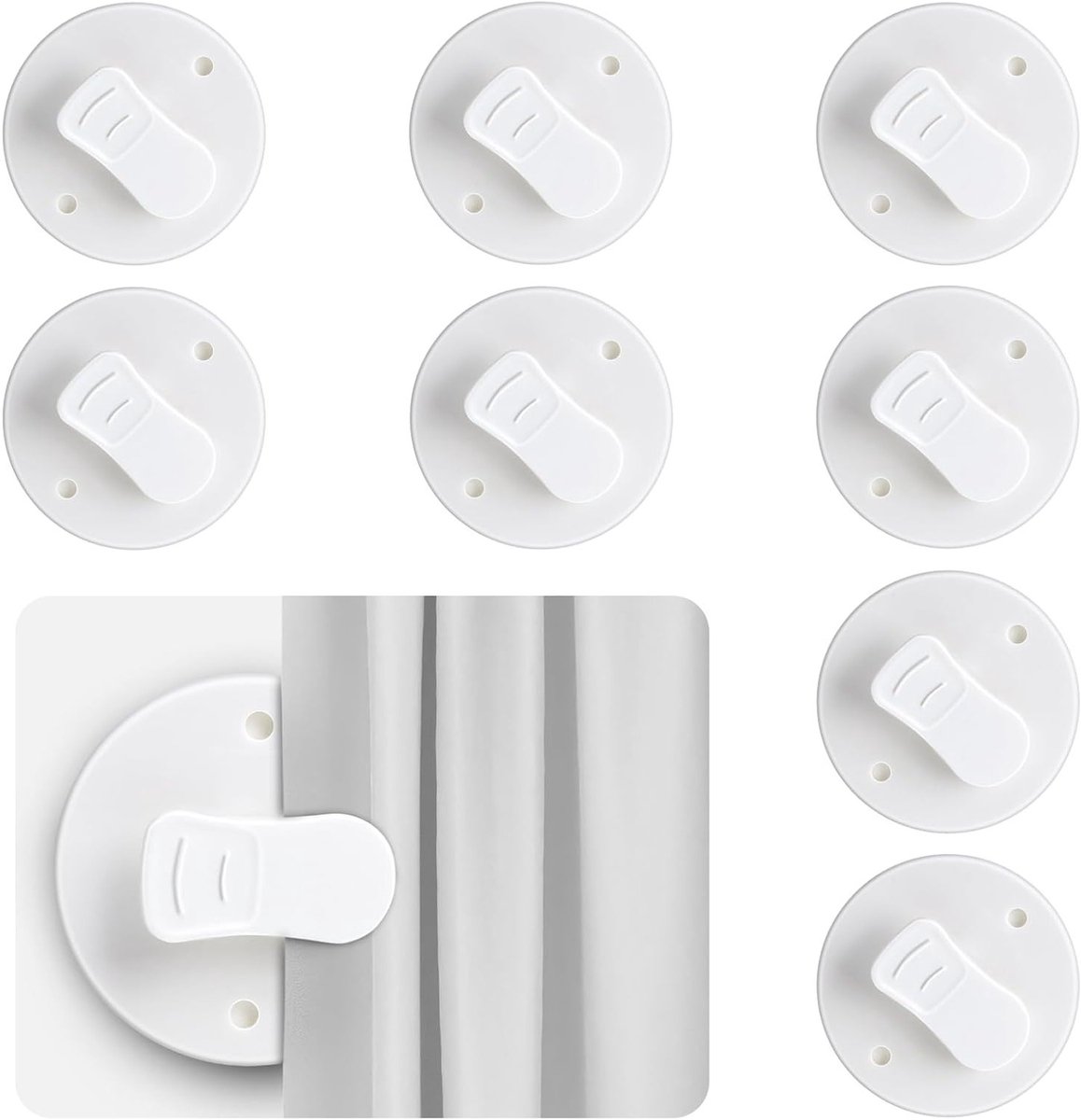 Set van 8 zelfklevende douchegordijnclips van 5.8 cm voor optimale bescherming en waterdichtheid, windbestendig en eenvoudig te gebruiken
