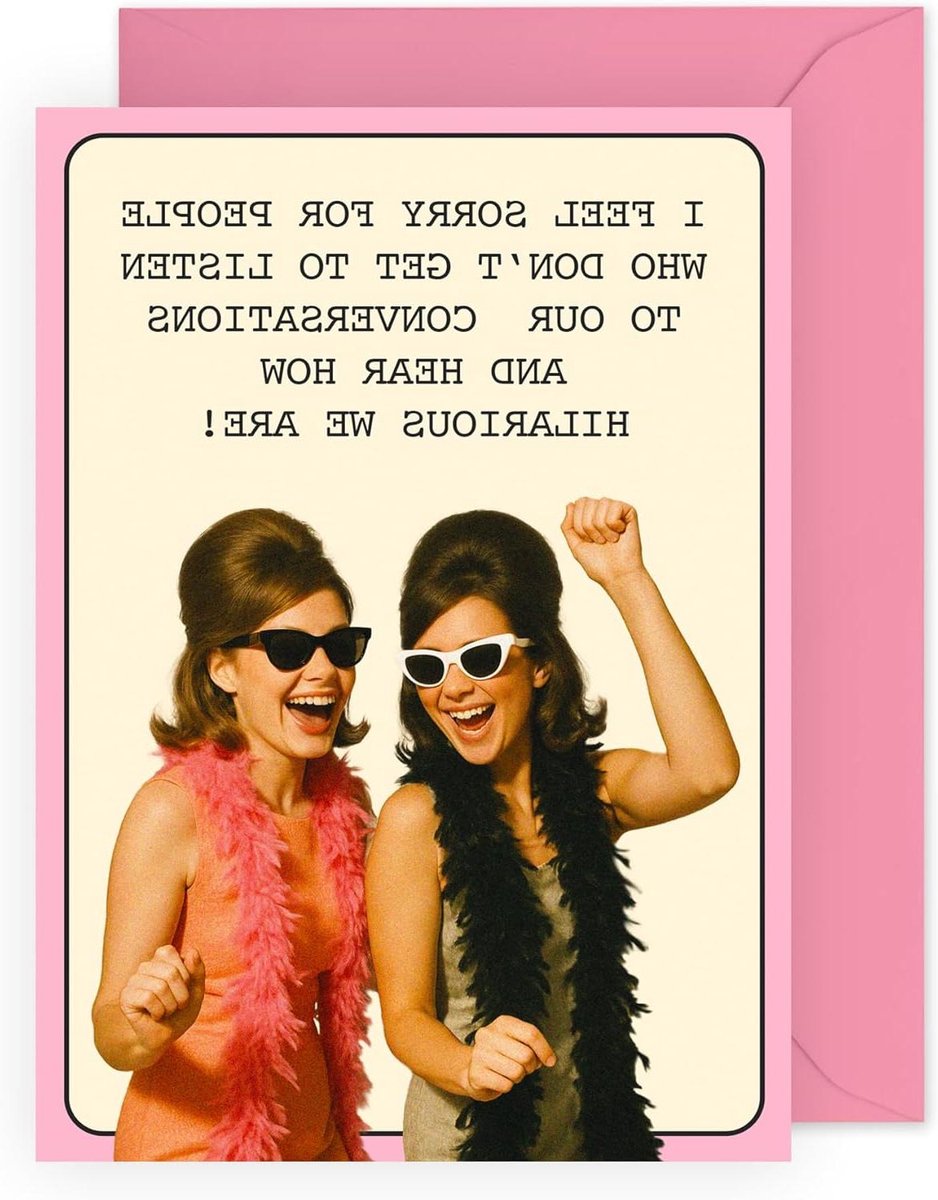 Vriendschapskaart Grappig - Kaart Vriendin - Vriendschap Vieren - Vintage Foto Ontwerp - 120 x 170 mm - Roze