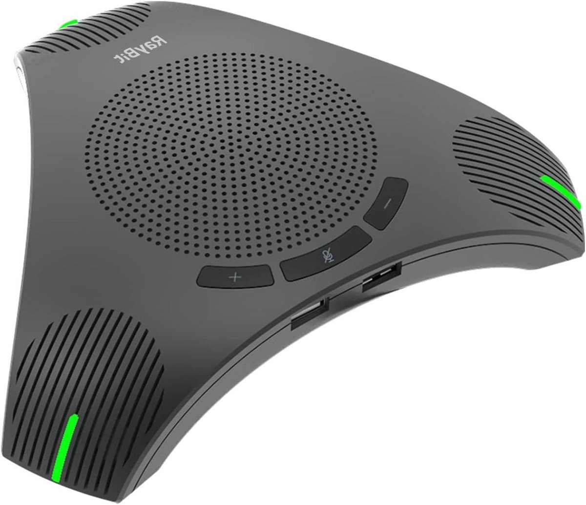 USB speakerphone - Conferentie speaker - Videovergaderingen - Dubbele USB hub - 10 voet bereik - Zwart