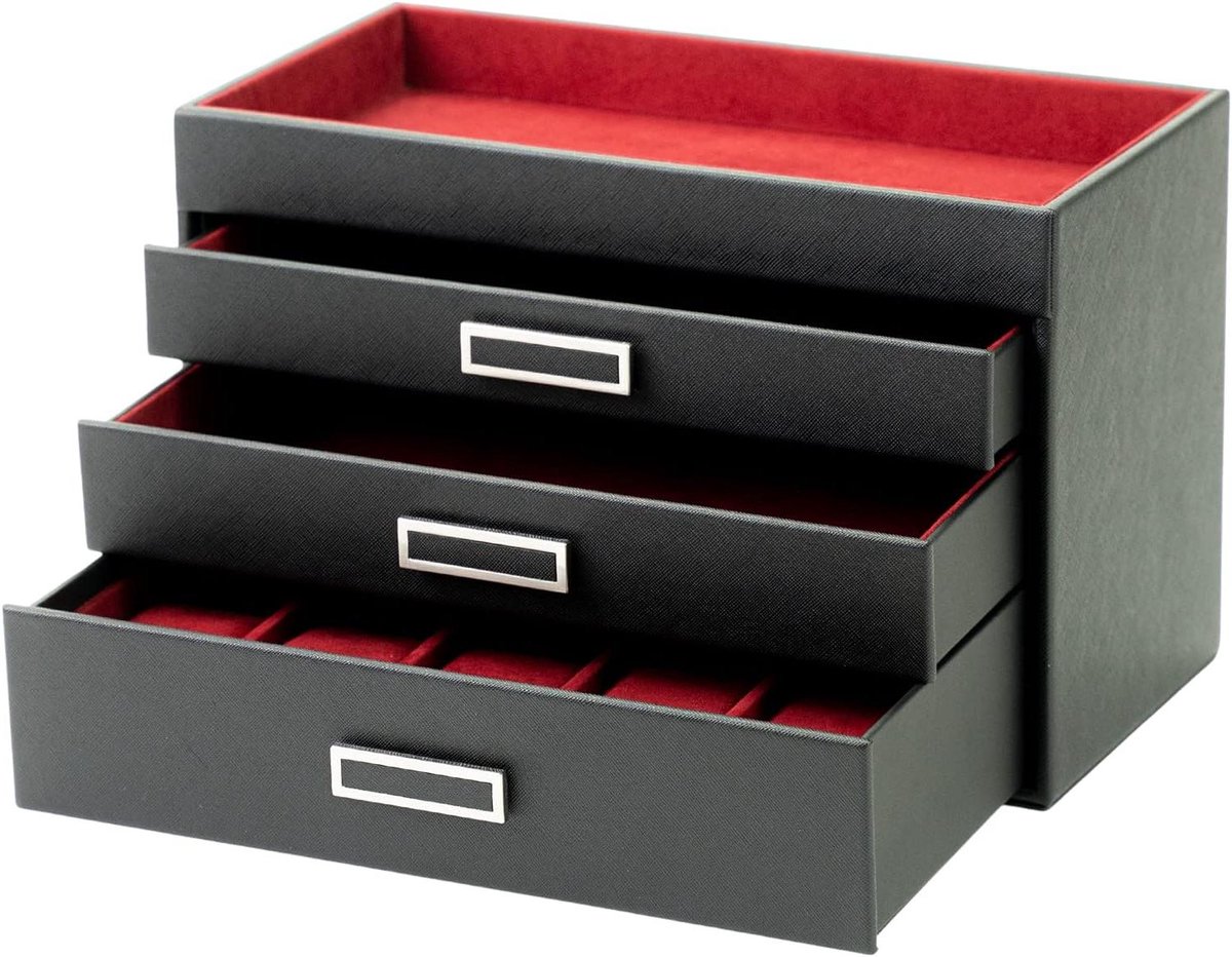 Horloge en Juwelendoos - Organizer Lade - Dagelijkse Benodigdheden Opbergen - 3 Uittrekbare Laden