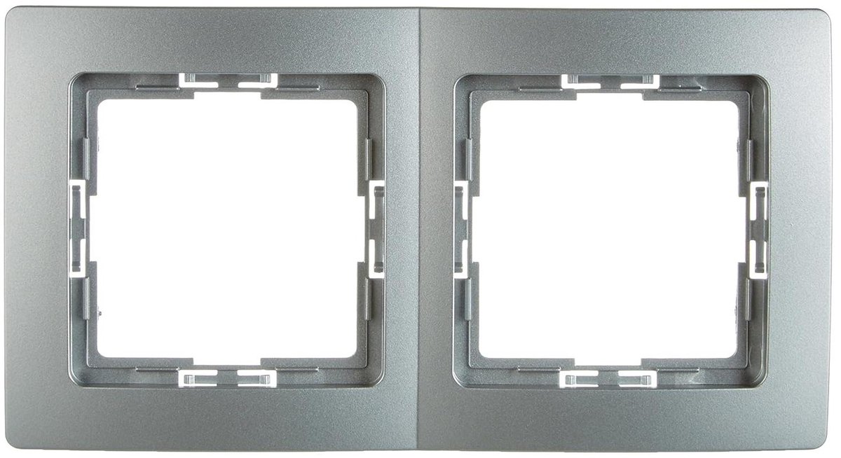 Afdekframe Dubbel - Wandmontage Frame - Stopcontact Afdekken - Moderne Design - 5 Stuks - Zilver