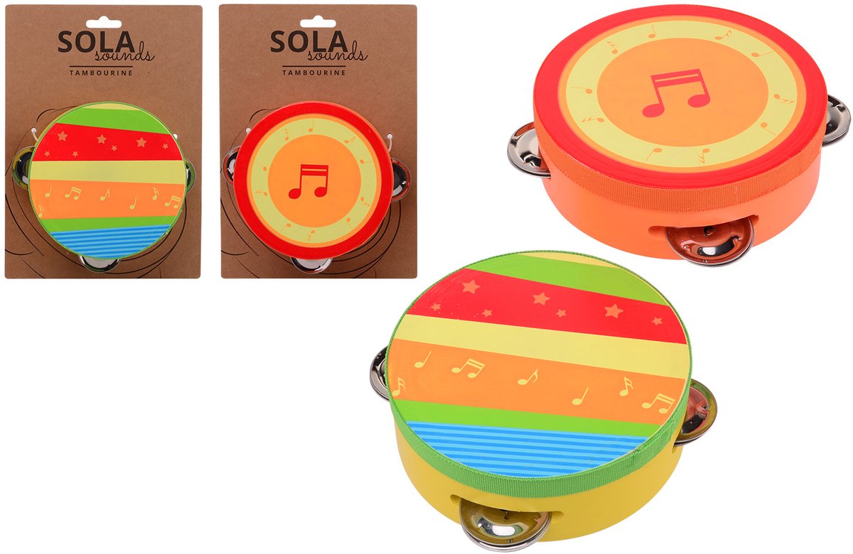 Sola Sounds houten tamboerijn geel