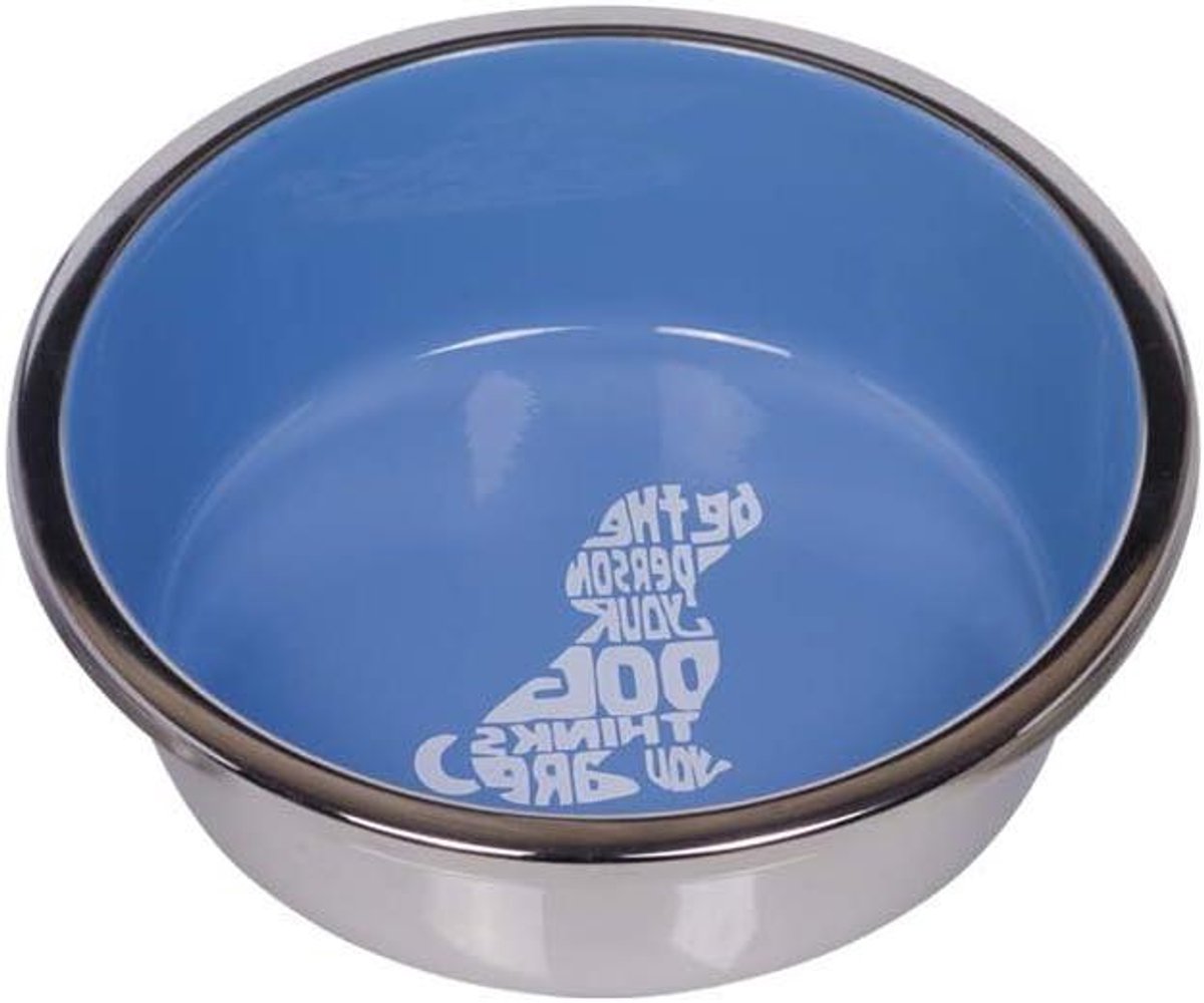 Roestvrijstalen Kom - Voerbak Hond - Huisdier Voeding - Antislip Bodem - 16 cm - Lichtblauw
