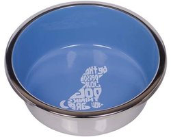 Roestvrijstalen Kom - Voerbak Hond - Huisdier Voeding - Antislip Bodem - 16 cm - Lichtblauw