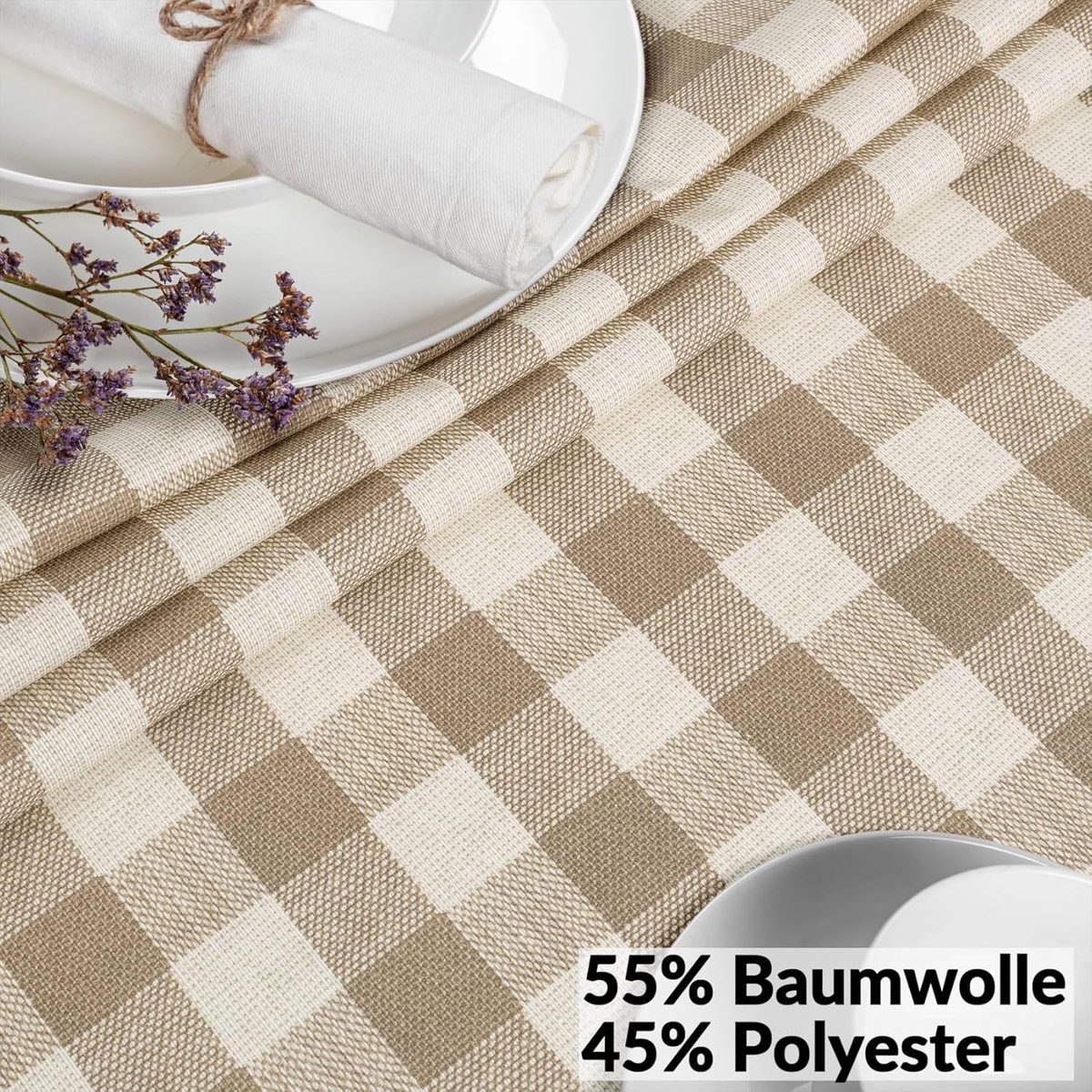 Wasbare Tafelkleed - Oliezeil Kleed - Tafel Beschermen - Lotus Effect - 140 x 140 cm - Beige