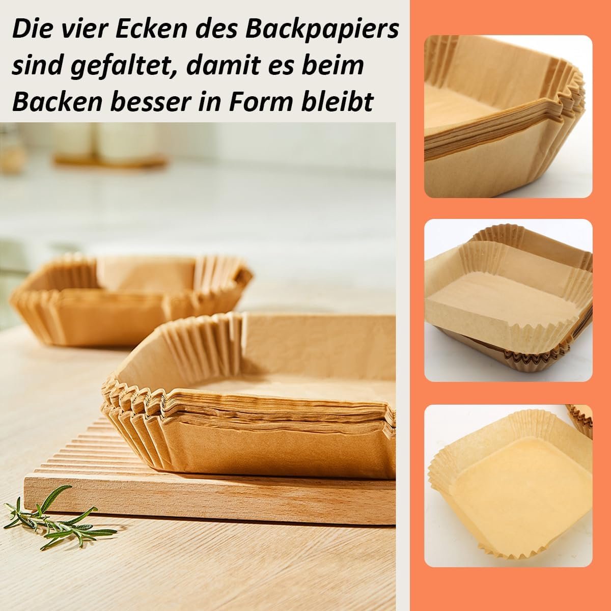 Airfryer Frituurpapier 100 stuks 21x17 cm, anti-aanbak, oliebestendig, compatibel Philips 4000, Ninja, Cosori - Afbeelding 4