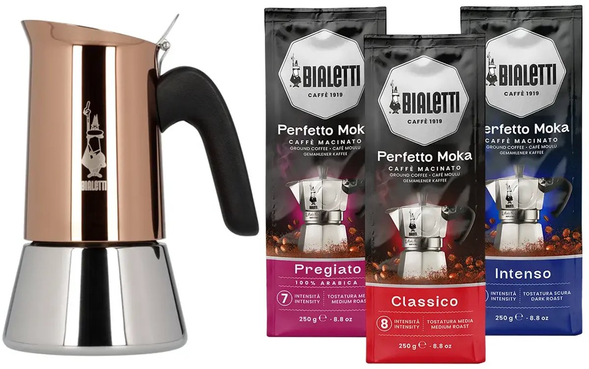 Bialetti Venus Copper Percolator 2 kops + Bialetti koffiepakket 3 x 250gr