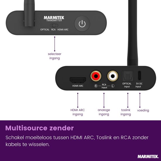 Marmitek Audio Anywhere 730 draadloze audio zender en ontvanger - Toslink & ARC - Draadloos audio van Marmitek — afbeelding 5