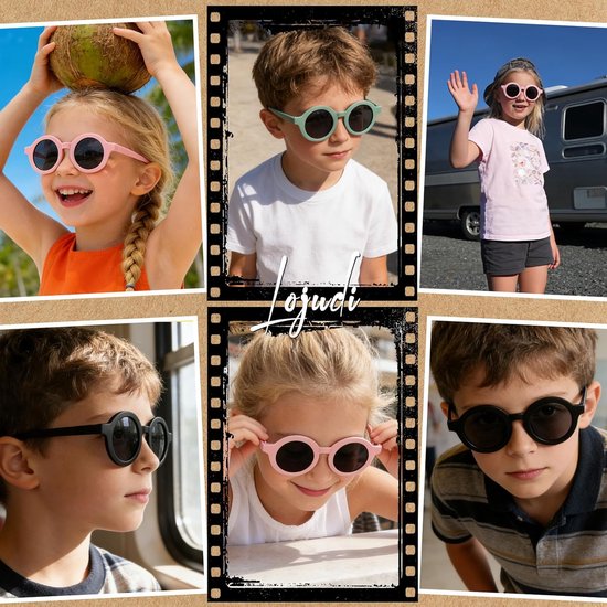 Kinderzonnebril - Ronde Zonnebril - Bescherming Tegen Zon - Flexibel Rubber Frame - 48 mm Lensbreedte - Niet gespecificeerd van Merkloos — afbeelding 2