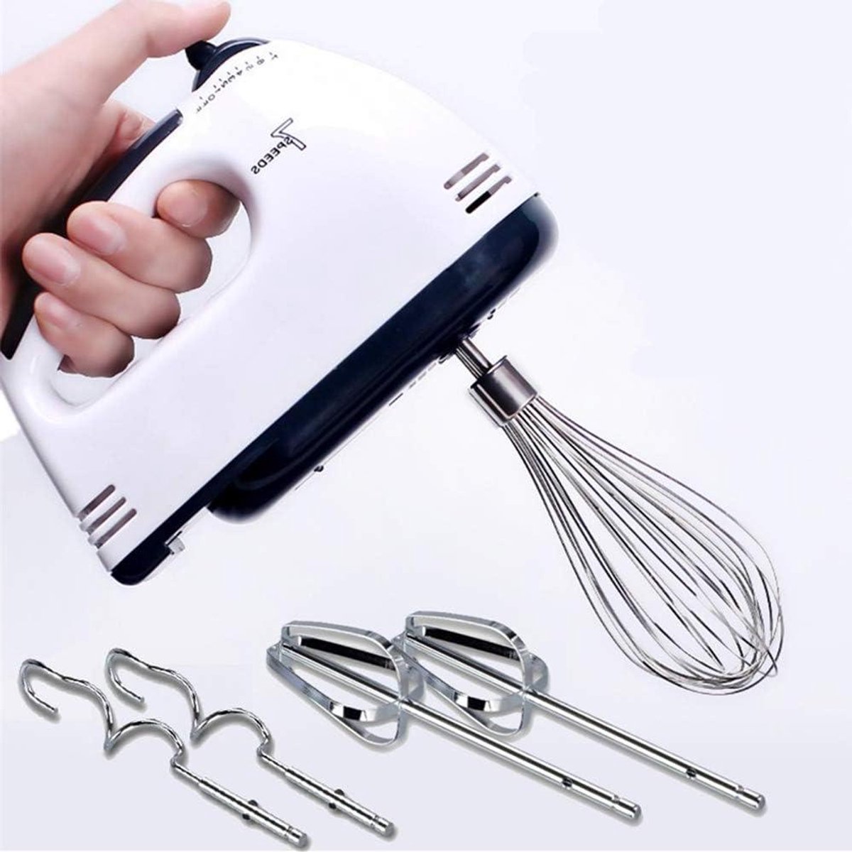 Elektrische Handmixer Keukenmixer Garde Bakken en Mixen 7 Snelheden en Turbo 18x12cm Wit
