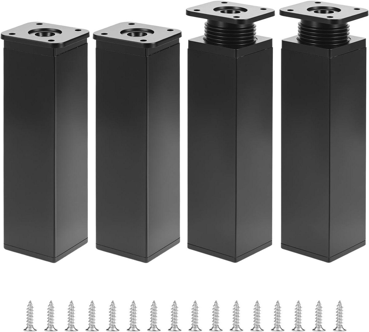 Meubelpoot Set - Kastpoot Verstelbaar - Meubels Upgraden - Aluminium Robuust - 40x40x150mm - Zwart