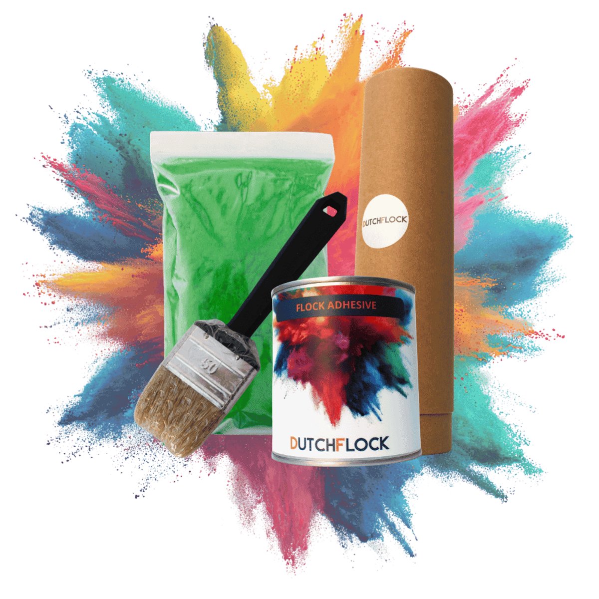 Flocking Kit Groen Large | 400gr. flocking poeder - 500ml flock lijm - applicator - kwast