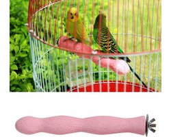 Vogel Zitstok - Knaagspeeltje Papegaai - Gezondheid Vogels - Matte Slijpfunctie - 19 cm - Roze
