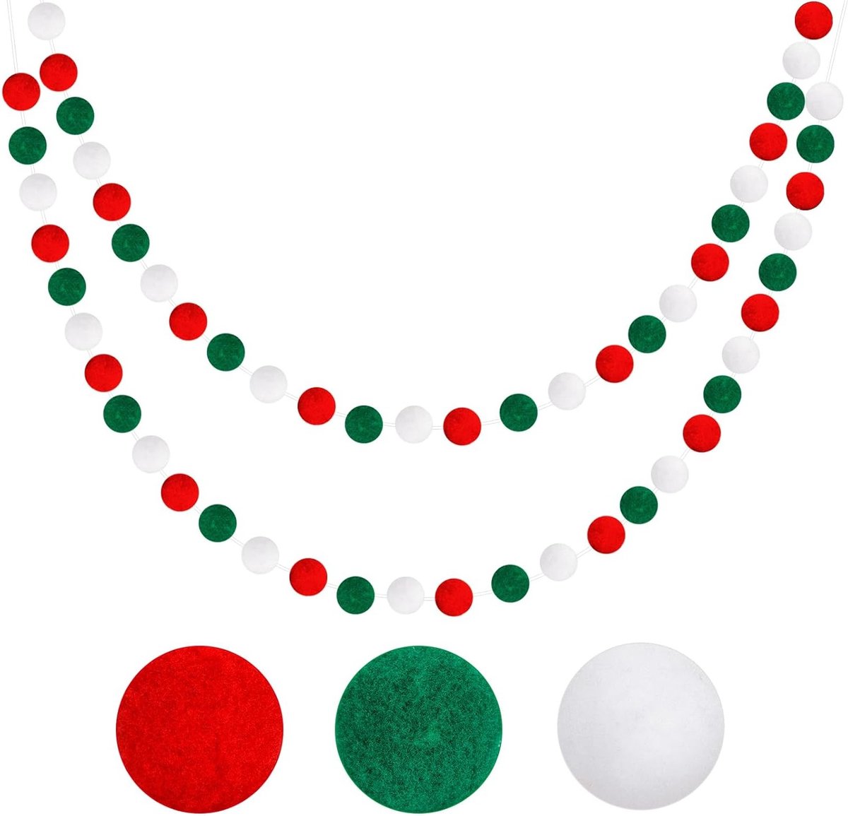 Kleurige Viltbal Slingers voor Kerst: 60 Pompoms voor Kinderen, Slaapkamer en Bruiloft Decoratie