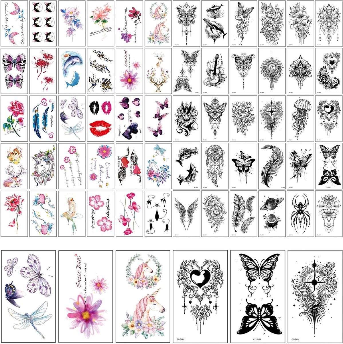 60 Bladen Tijdelijke Tattoos - Waterdichte Dieren en Vlinder Stickers voor Kinderen en Volwassenen