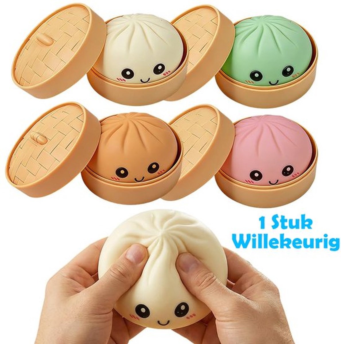 Realistisch Gestoomd Broodje Squishy - Anti-Stress Bal met Stoommandje - Sneldrogend & Zacht - Fidget Toy voor Focus & Angstverlichting - - Kleur Verrassing