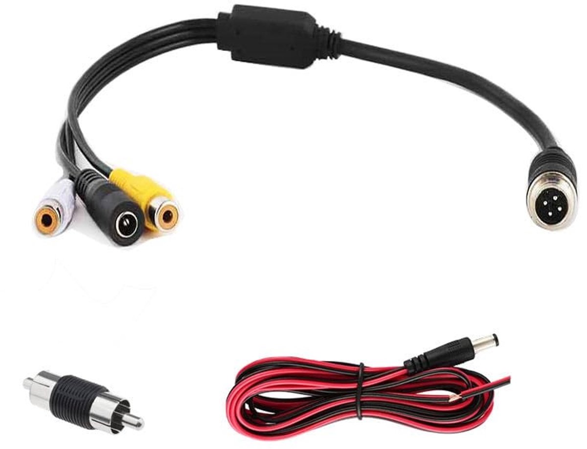 SPHProducts - Luchtvaart Adapter - 4-pins naar RCA/DC - Sterke anti-interferentie - Compact formaat - Geschikt voor Achteruitrijcamera - Ideaal voor B