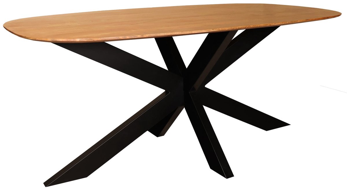 Eettafel deens ovaal mangohout 180cm Austin lichtbruin ovale tafel duurzaam mango eetkamertafel