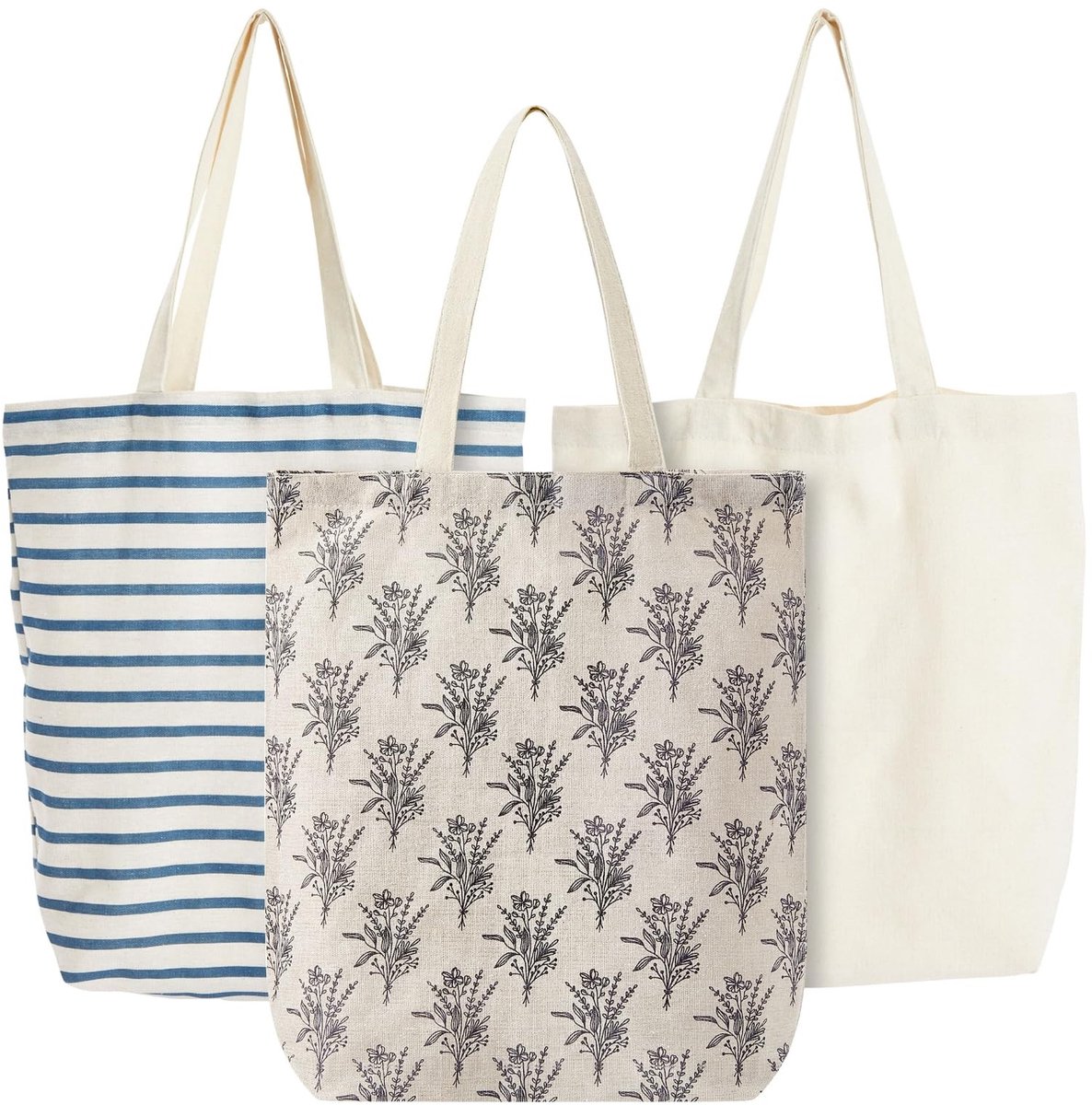 Store_7 - Herbruikbare Katoenen Schoudertassen - Ideaal voor Boodschappen - 38x42cm - Duurzaam en Stijlvol - Geschikt voor Volwassenen - 3 Ontwerpen