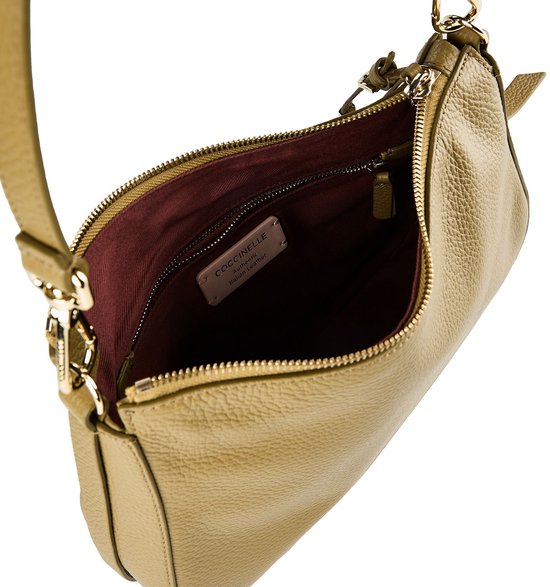 COCCINELLE Cuir sac à épaule bandoulière Nory Shoulderbag Seagrass kaki