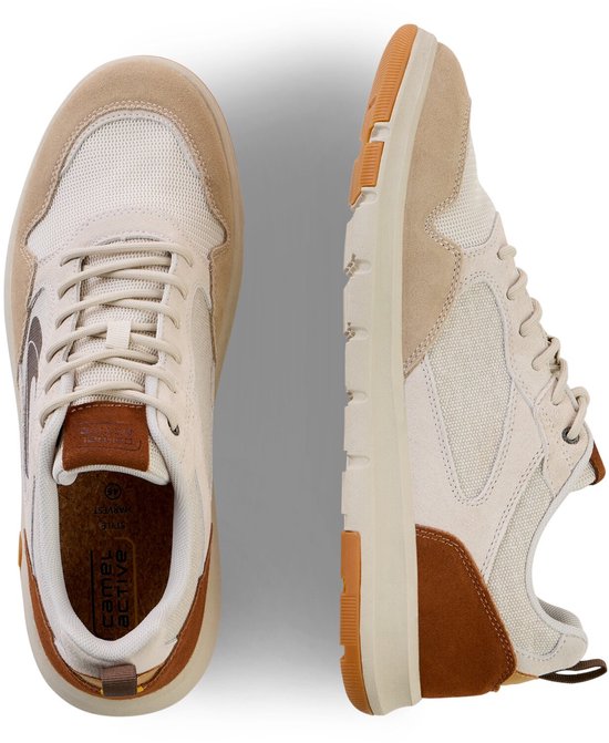 camel active Lichte sneakers van leer en textiel - Maat menswear-41 - Beige