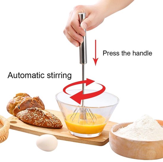 Vt products - Roestvrijstalen eiklopermixer - Handmixer - Vaatwasserbestendig - Zilver - Melkopschuimer - Perfect voor koken - Geschikt voor eieren en — afbeelding 4