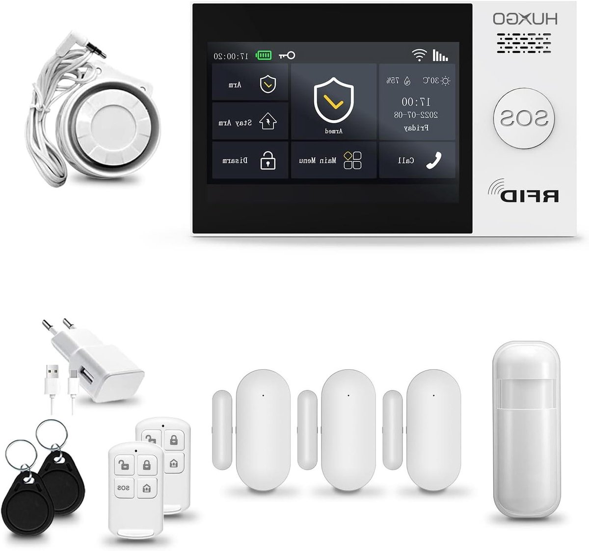 Draadloos Alarmsysteem - Home Security Kit - Huis Beveiligen - WiFi en GSM Connectiviteit - 4.3 Inch Touchscreen - Wit