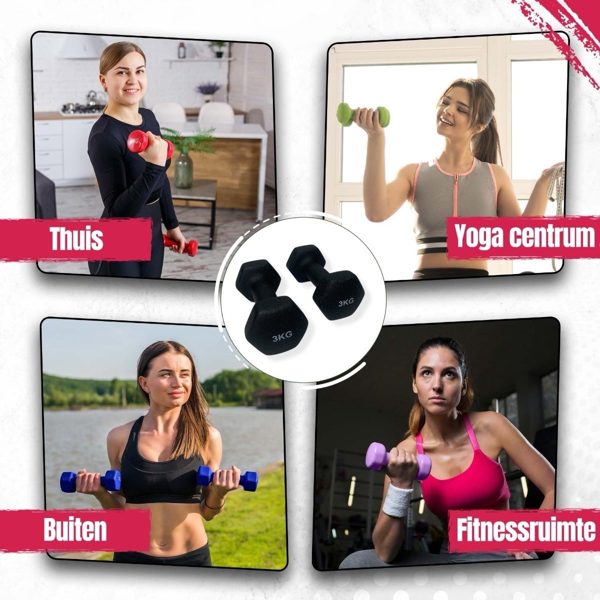 Padisport Dumbells Zwart - 3kg Dumbells - Gewichten Voor Thuis - Handgewichten - Halter - Gewichten – foto 4